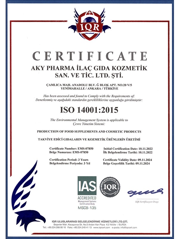 ISO 14001 Sertifikası