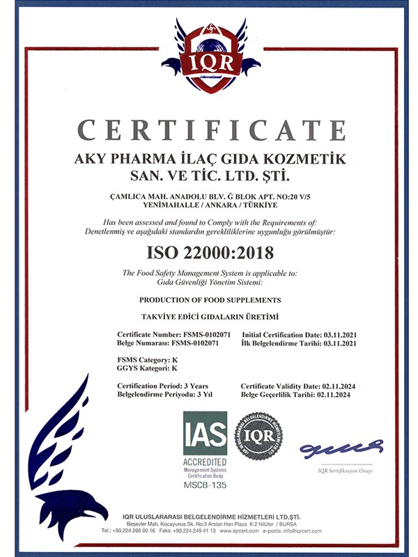 ISO 22000 Sertifikası